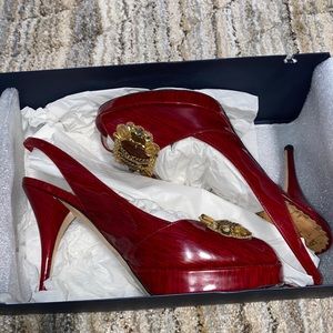 Oscar De La Renta Red Leather Pumps - Size 6